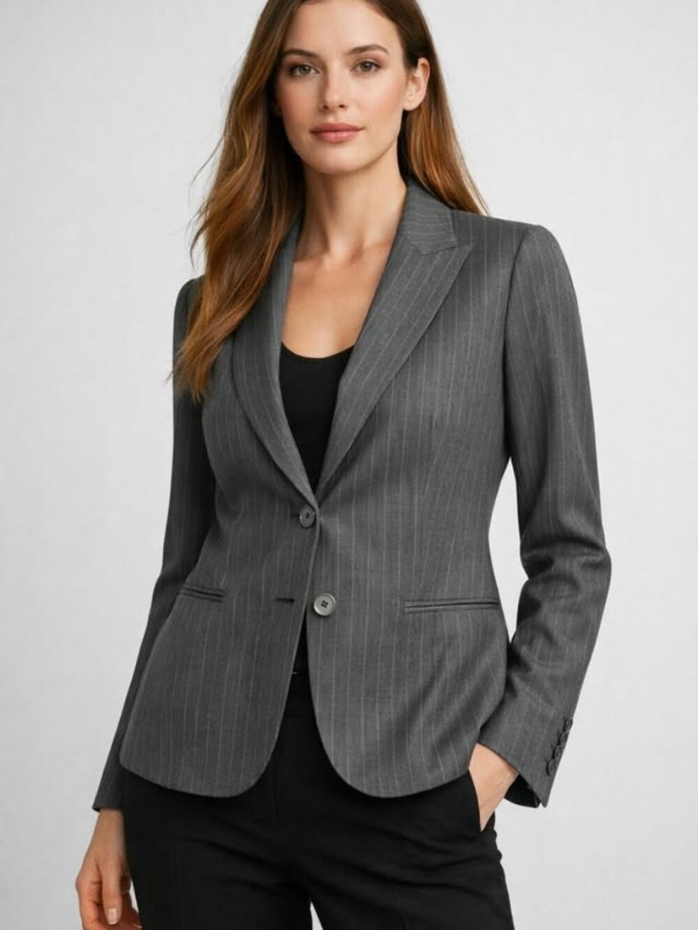 Theory Women’s Pinstripe Blazer – Size 2 – Wool Blend, Tailored Fit